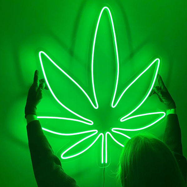 Cannabis Neon Wall Art Personalized LED Light Aha Neon