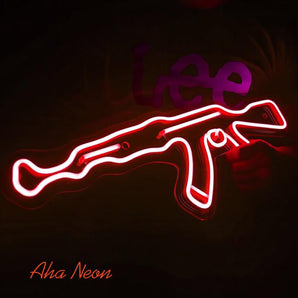 AK 47 Neon Sign Gun Pistol Game Led Light - Aha Neon®