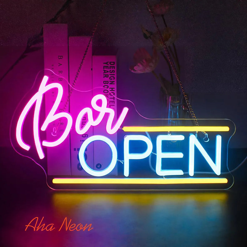 Load image into Gallery viewer, Bar Open Neon Sign -1
