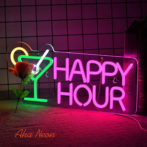 Happy Hour Neon Bar Sign - Aha Neon®