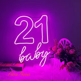 21 Baby Neon Birthday Sign - 2