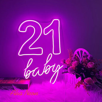 21 Baby Neon Birthday Sign - Aha Neon®