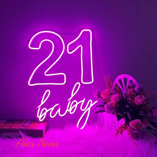 Load image into Gallery viewer, 21 Baby Neon Birthday Sign - 2
