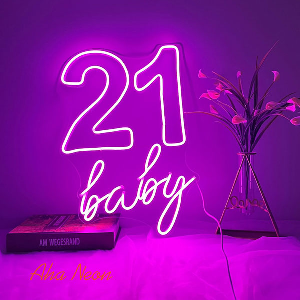 Load image into Gallery viewer, 21 Baby Neon Birthday Sign - 4
