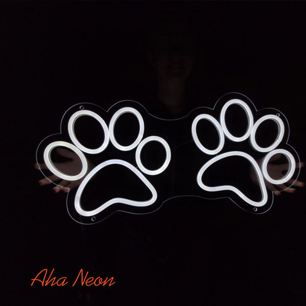 Load image into Gallery viewer, Dog Paw Neon Sign - White
