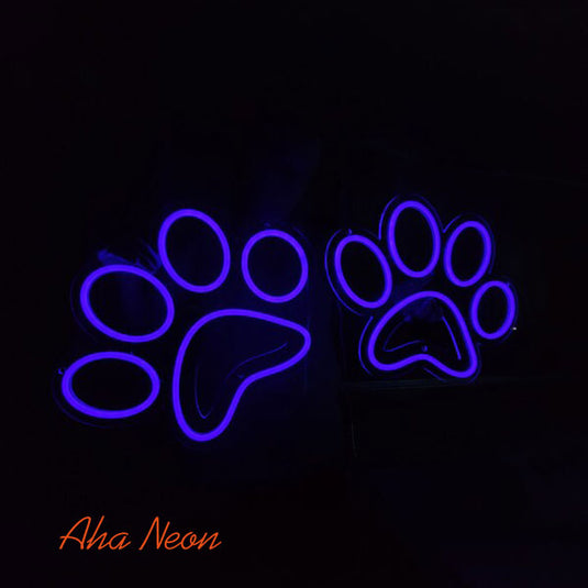 Dog Paw Neon Sign -Purple