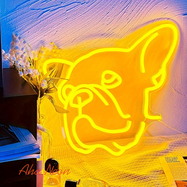 Load image into Gallery viewer, French Bulldog Neon Sign - Gold Yellow
