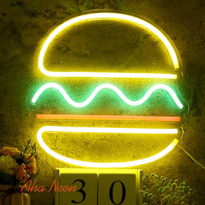 Hamburger Neon Sign - Aha Neon®