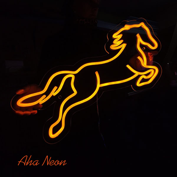 Load image into Gallery viewer, Jumping Horse Neon Light - Gold Yellow

