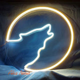 Wolf on the Moon LED Neon Sign - Aha Neon®