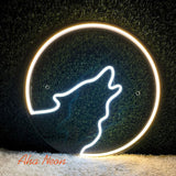 Wolf on the Moon LED Neon Sign - Aha Neon®