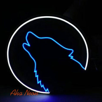 Wolf on the Moon LED Neon Sign - Aha Neon®