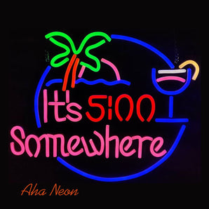 It's 5:00 Somewhere Neon Bar Sign - Aha Neon®