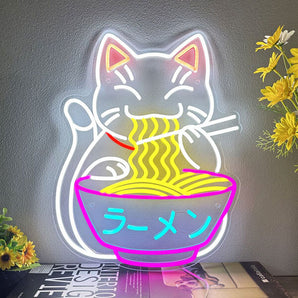 Lucky Cat Neon Wall Art - Aha Neon®