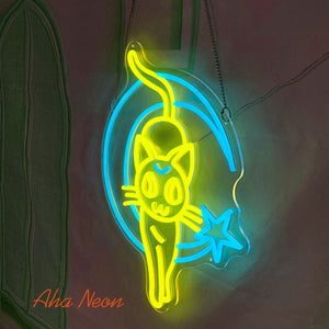 Sailor Moon Luna Cat Neon Wall Art