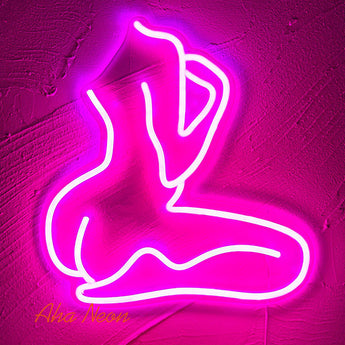 Sitting Female LED Neon Light Sign - Aha Neon®