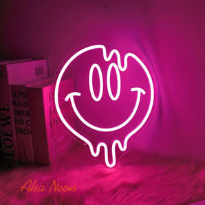 Melting Smiling Face Neon Sign - Aha Neon®