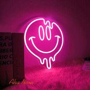 Melting Smiling Face Neon Sign - Aha Neon®