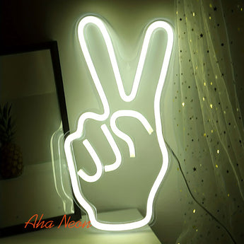 Victory Gesture Neon Light - Aha Neon®