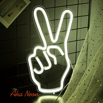 Victory Gesture Neon Light - 2