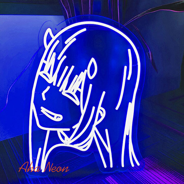 Load image into Gallery viewer, Zero Two Neon Cartoon Sign - Blue
