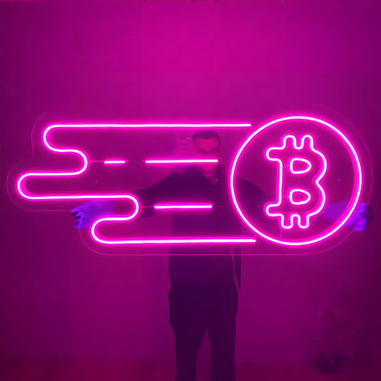 Bitcoin Neon Sign -Hot Pink