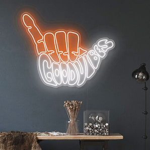 Good Vibes Shaka Neon Sign - Aha Neon®