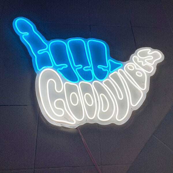 Load image into Gallery viewer, Good Vibes Shaka Neon Sign - 2
