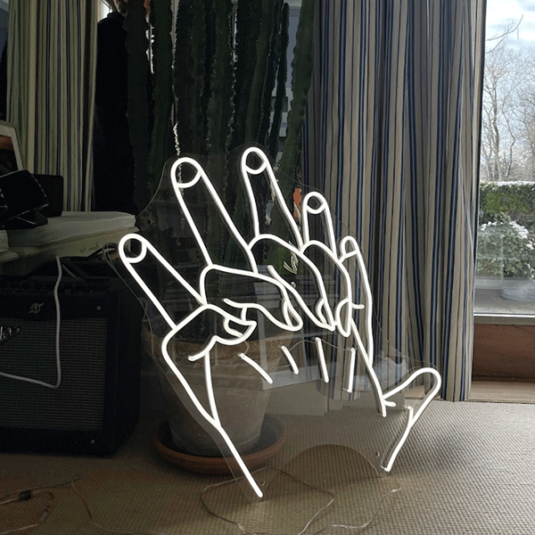 Load image into Gallery viewer, Hands of God Neon Sign - White
