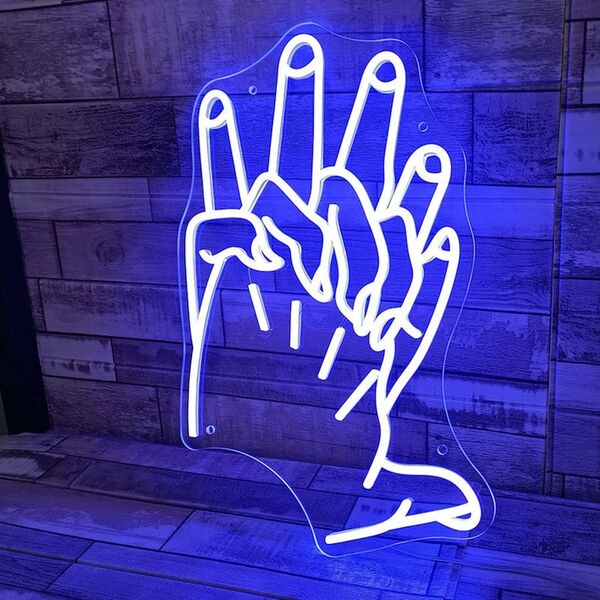 Load image into Gallery viewer, Hands of God Neon Sign - Blue
