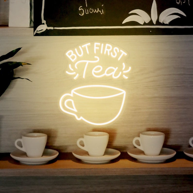 Load image into Gallery viewer, But First Tea Neon Wall Art - 3
