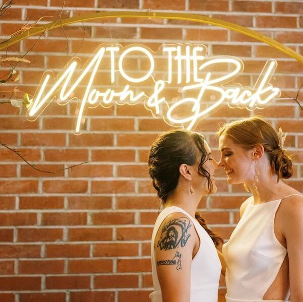 Load image into Gallery viewer, &lt;img src=&#39;pic.jpg&#39; alt=To The Moon Neon Wedding Sign1.&#39; /&gt;
