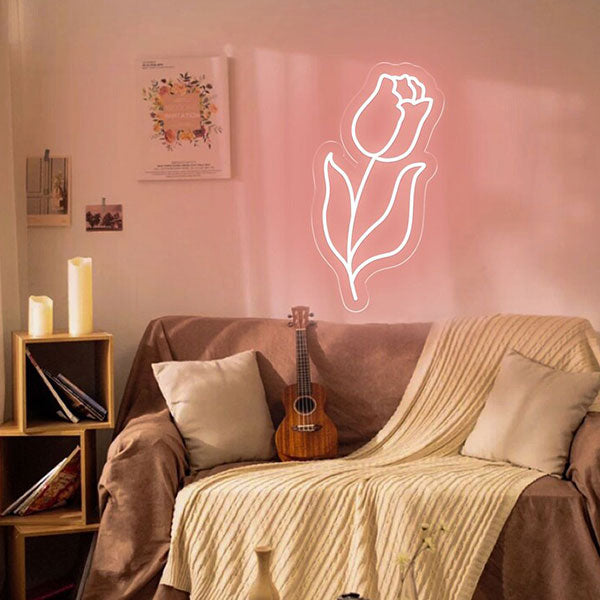 Load image into Gallery viewer, Tulip Neon Wall Art - Light Pink
