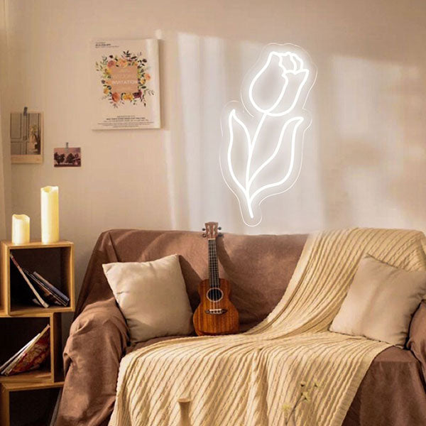 Load image into Gallery viewer, Tulip Neon Wall Art - White
