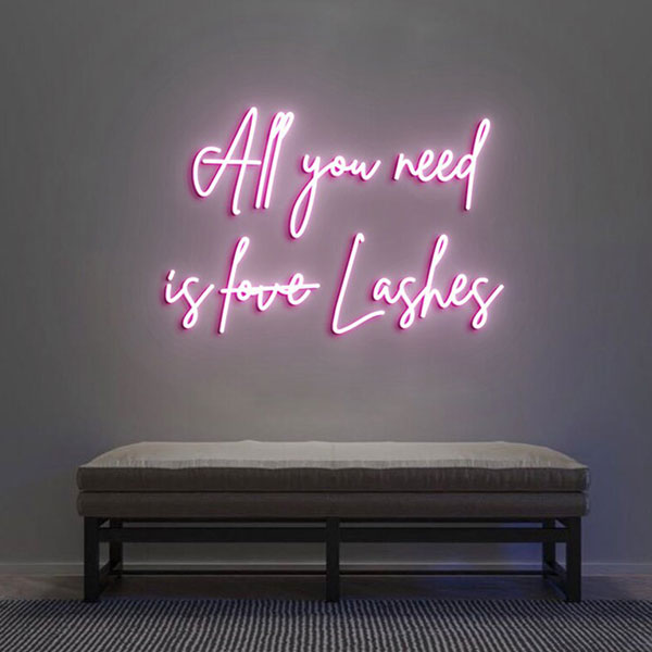 Load image into Gallery viewer, All You Need is Love Lashes Neon Sign - Pink
