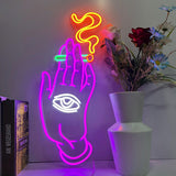 Hand Eye Smoking Neon Wall Art - Aha Neon®